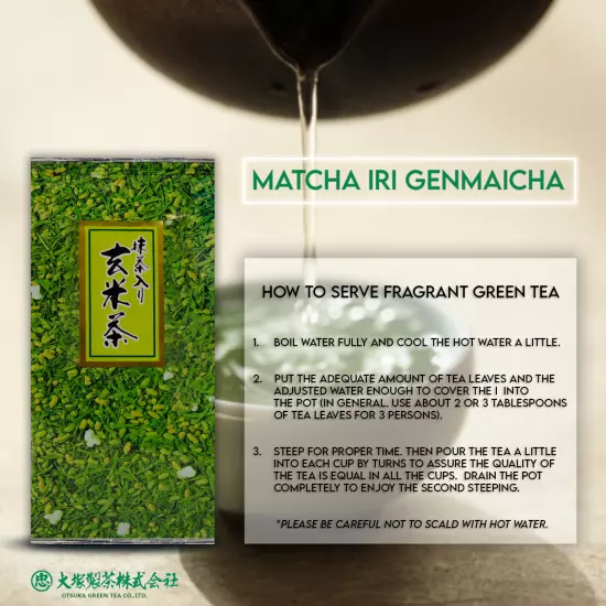 OTSUKA GREEN TEA Co., Ltd Japanese Brown Rice Roasted Tea With Matcha 100g (bag)