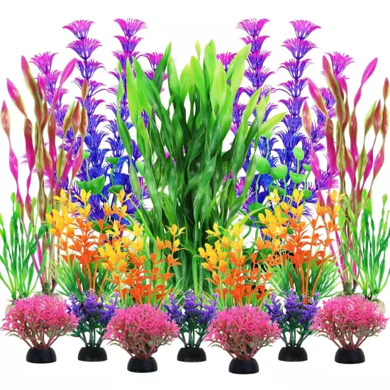 Fish Tank Decorations Plants 20pcs Aquarium Decorations Plants Plastic Fish