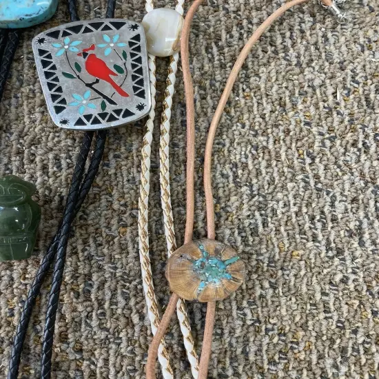 Lot of Vintage BOLO TIES some with Turquoise Petrified wood Agate etc