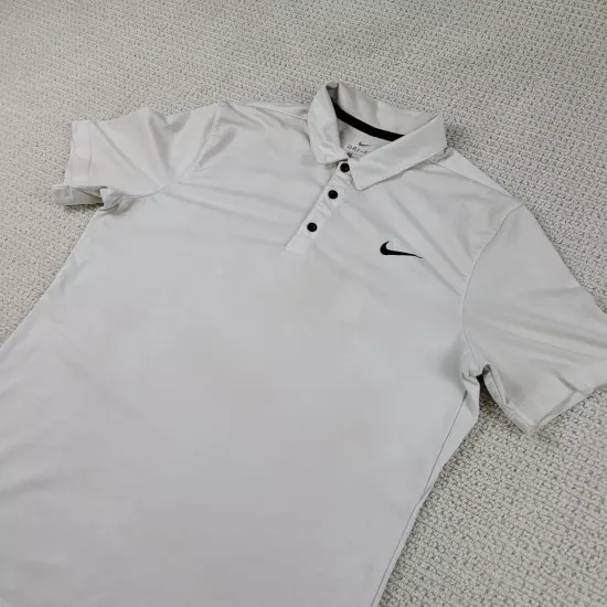 Nike Shirt Mens Medium Beige Golfer Performance Polo Golf Casual Short Sleeve