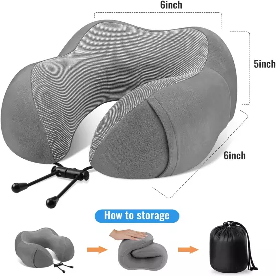 Travel Pillow Premium Memory Foam, Comfortable & Supportive Neck Pillow, Pain Re