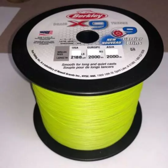 NEW 2018 Berkley X9 2000m Braid Bulk Spool Flame Green 20Lb / 9.1kg 0.17mm