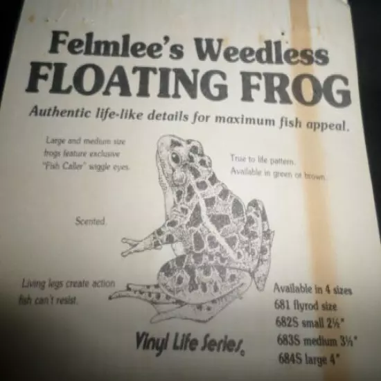  Vintage Felmlee's Weedless Floating Frog Lures