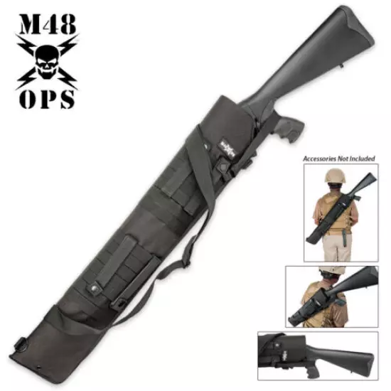 M48 OPS Tactical Shotgun Scabbard MOLLE Compatible Range Bag Sheath Black