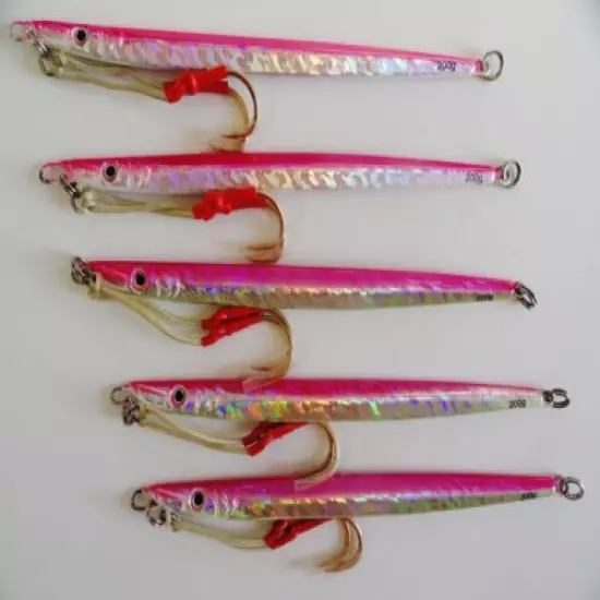  1 to 10 pcs Knife Jigs 7oz/200g 9" Pink Vertical Speed Saltwater Fishing Lures