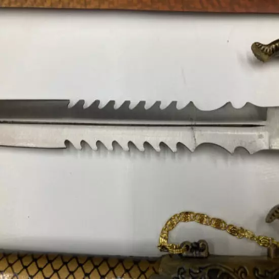 Ceremonial Combination Blade Dagger w/Black and Gold Webbed Sheath HK2088