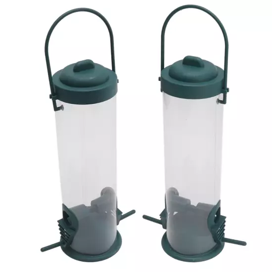 2 Set Bird Tube Feeder Plastic Transparent Hanging Finch Feeder Garden