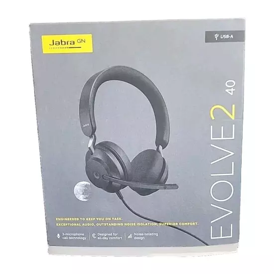 Jabra Evolve2 40 Stereo Headset MS Teams USB-A Black