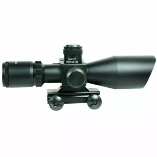 2.5-10x40 Tactical Rifle Scope Mil-dot Dual illuminated w/ Red Laser & Mount