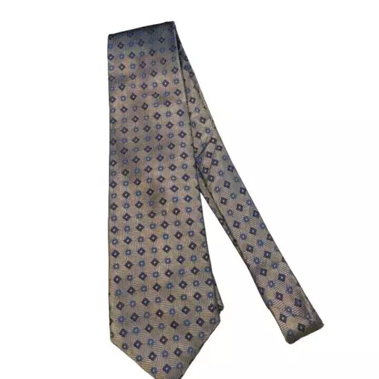 #1505 Geoffrey Beene men's gray and blue silk woven necktie 56x4