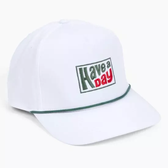 NEW Breezy Golf Have A Day Retro Rope Snapback Hat Cap - White / Green / Red