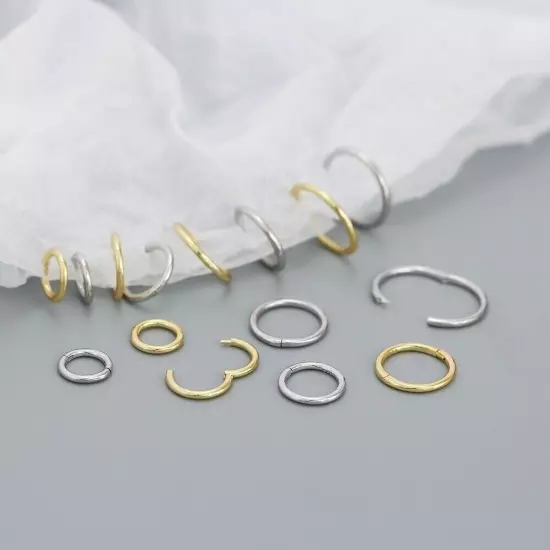 1-3Pcs 925 Stainless Steel Hinged Segment Hoop Ring Sleeper body Nose hoop