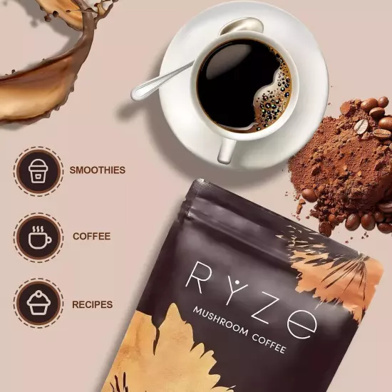 NEW RYZE MUSHROOM COFFEE ORGANIC 30 SERVINGS BAG FAST FREE DELIVERY-