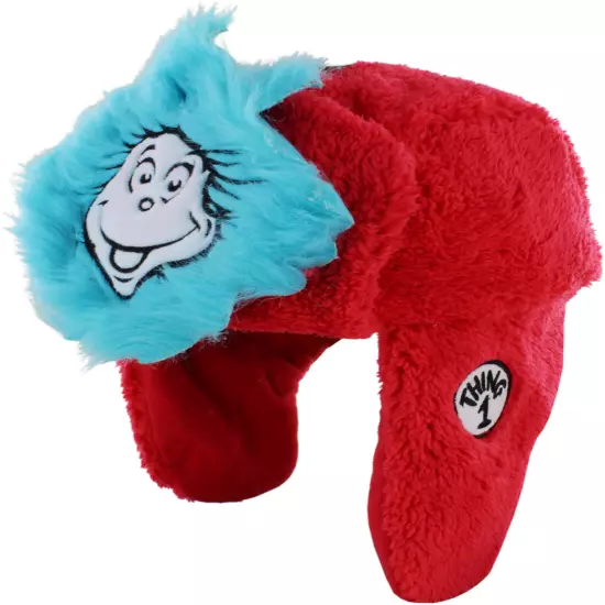 Dr. Seuss Thing 1 And Thing 2 Plush Fur Big Face Adult Trapper Hat