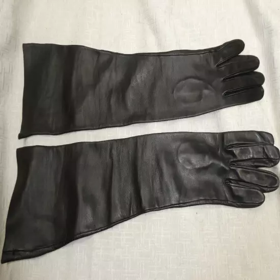 Fratelli Orsini 22" Size 8 Italian Black Leather Opera Gloves Unlined Ex Cond