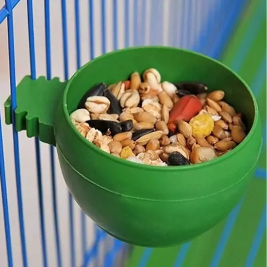 Mini Bird Parrot Food Water Bowl Feeder Plastic Pigeons Birds Cage Sand Cup L ➳