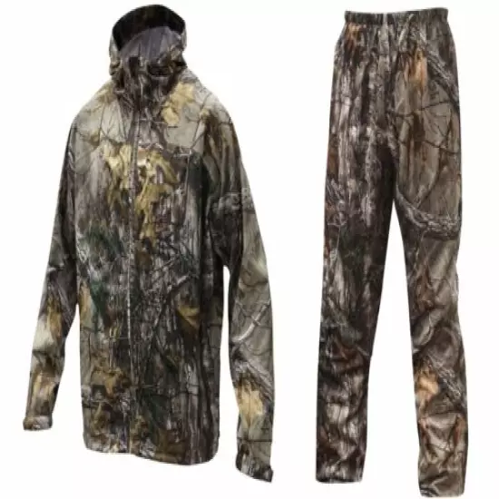 Men's BearLake Packable RealTree Xtra Rain Gear Jacket & Pant Set Hunting Hiking