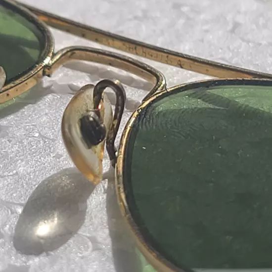 1980's 58[]14mm VINTAGE B&L RAY-BAN USA RU-GREEN AVIATOR SUNGLASSES