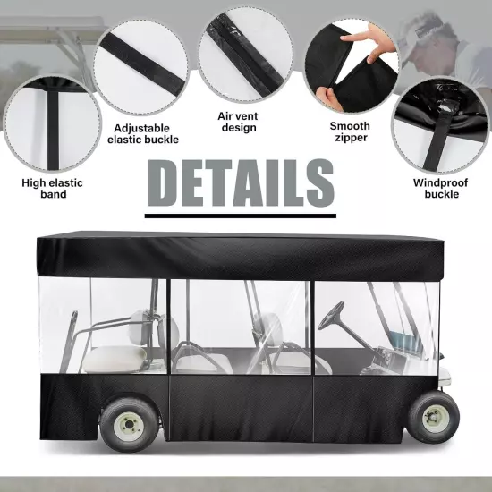 Woanger 6 Person Waterproof Golf Cart Enclosure with Zipper, Rain Cover