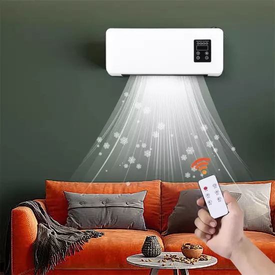 2 in1 Wall Mounted Electric Small Air Conditioner Fan Heater Remote Control.