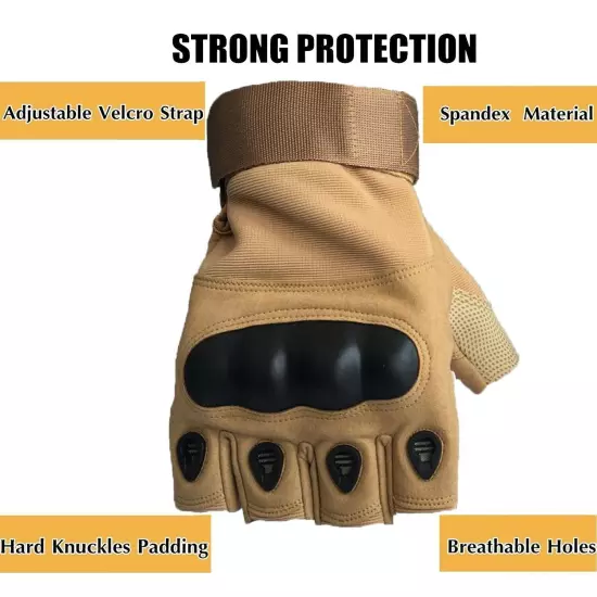 Military Tactical Leather Half Finger Gloves Combat Army Fingerless Gloves Work