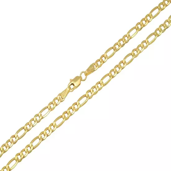 10k Yellow Gold 2mm-9.5mm Figaro Link Chain Necklace Bracelet 7"-30" Hollow