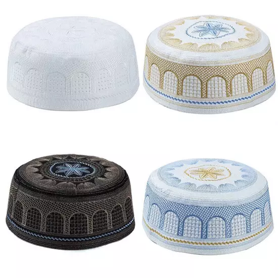 Men Cotton Embroidery Islamic Muslim Turban Hijab Cap Bonnet Jewish Prayer Hats