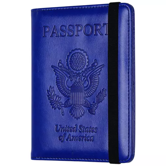 US Passport Holder Leather RFID Blocking Cover Leather Travel Wallet Case Card 