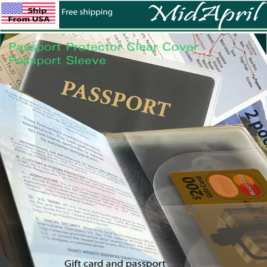 Passport Protector Cover Vinyl, RFID sturdy Holder Passport Sleeve US 