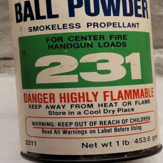 OLD WINCHESTER WESTERN BALL POWDER SMOKELESS PROPELLANT 231 TIN ORIGINAL LABEL