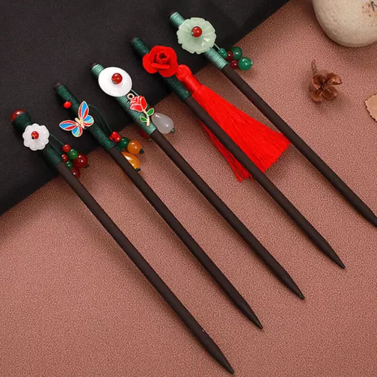 Womens Flower Wooden Chopsticks Hair Hairpin Hair Stick Chinese Style Retro❥