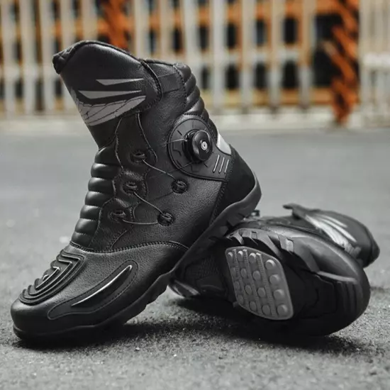 High Top Durable Motorcycle Boots Men Breathable Soft Racing Shoes Riding Boots