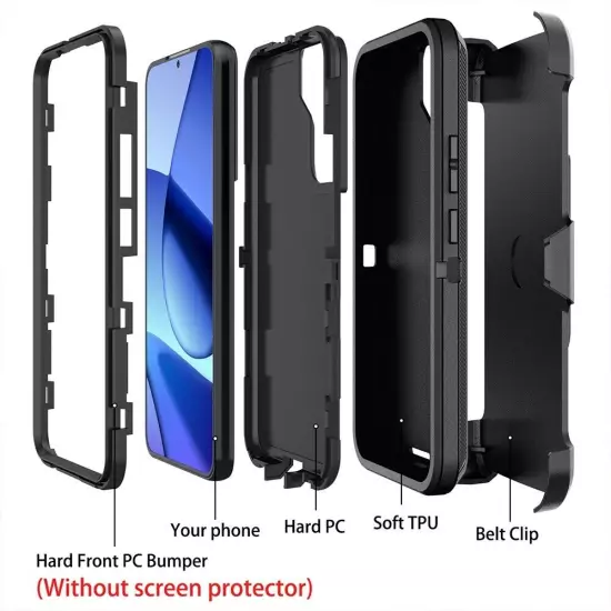 Shockproof Robot Armor Hard Plastic Cover with Belt Clip for Samsung S23FE-Black