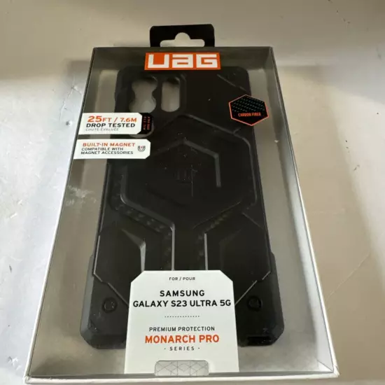 UAG Urban Armor Gear Monarch Pro Case for Galaxy S23 Ultra Carbon Fiber Black