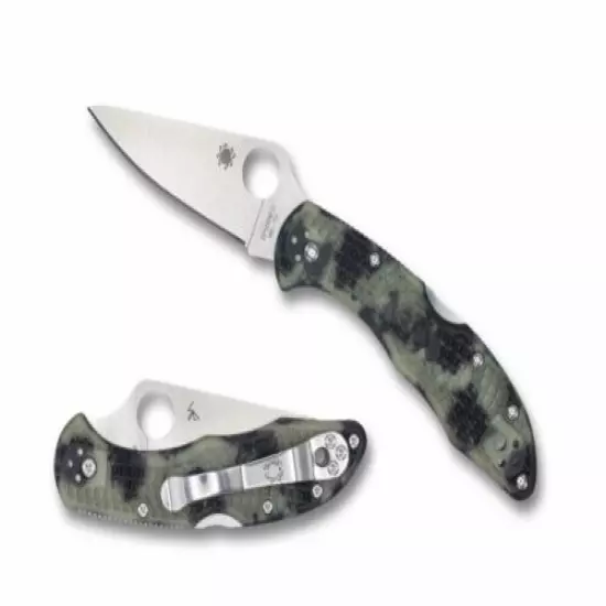 Spyderco C11ZFPGITD Delica 4 Plain Satin Blade with Glow in the Dark ZOME Handle