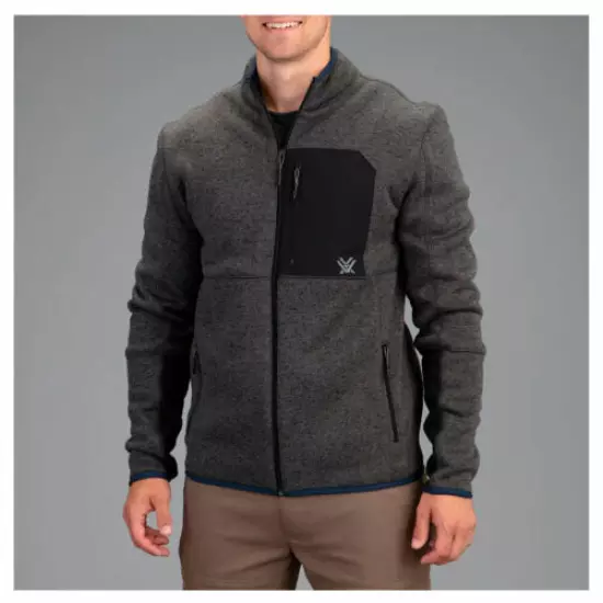 VORTEX Men's Anchor Point Fleece Full Zip Grey Heather Jacket (220-25-GHT)