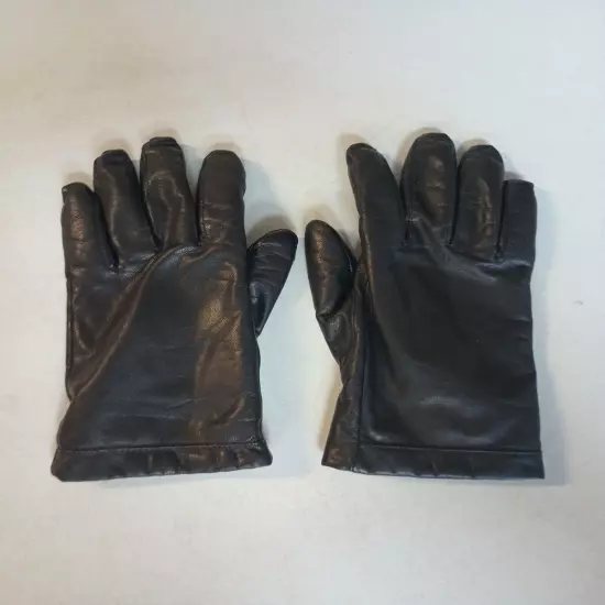  Isotoner Black Leather Cashmere Lined Gloves Women's Size 7.0 