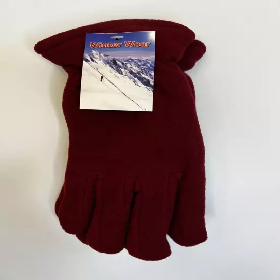 Winter Wear Ladies Cranberry Warm Fleece Gloves Winter Accessory