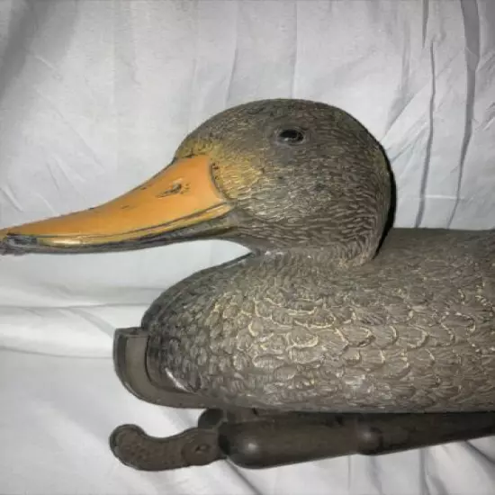 Vintage Mallard Hen Or Black Duck Decoy Plastic Made In Italy Sport Plast Cool!