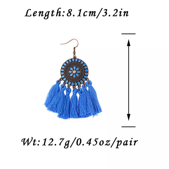 Fashion Women Bohemian Earrings Long Tassel Fringe Drop Dangle Ear Stud Jewelry