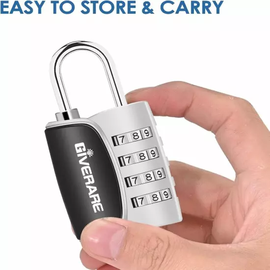 giverare 2 pack combination lock, 4-digit padlock keyless, resettable luggage lo