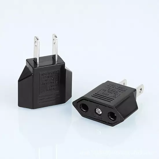 2 Pin EU Euro Europe to US USA Power Jack Wall Plug Converter Travel Adapter