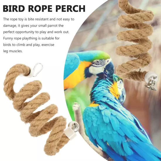 Parrot Toys Bird Spiral Rope Perch Jute Parrot Swing Climbing Standing Toys C...