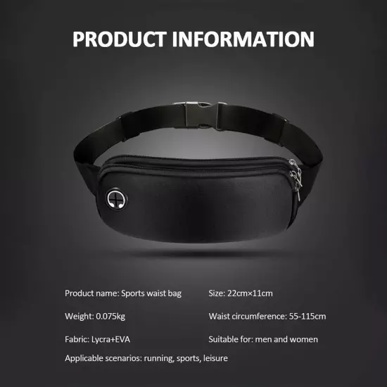 Running Belt Fanny Pack Waterproof Adjustable Elastic Belt Waist Bum Bag R Hot