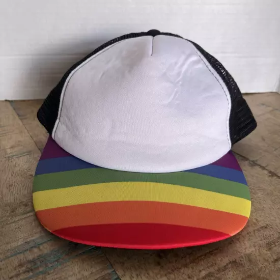 Rainbow Blank Hat White Hit Wear Hat Adjustable Adult Size Hat Baseball Cap