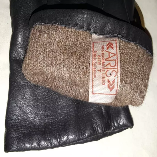 Aris NWT cashmere-lined black leather gloves womens size 7