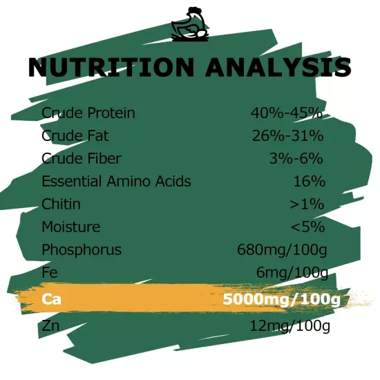 Dried BSF Larvae for Chickens - Non-GMO Poultry Feed Supplement, 85X More Cal...