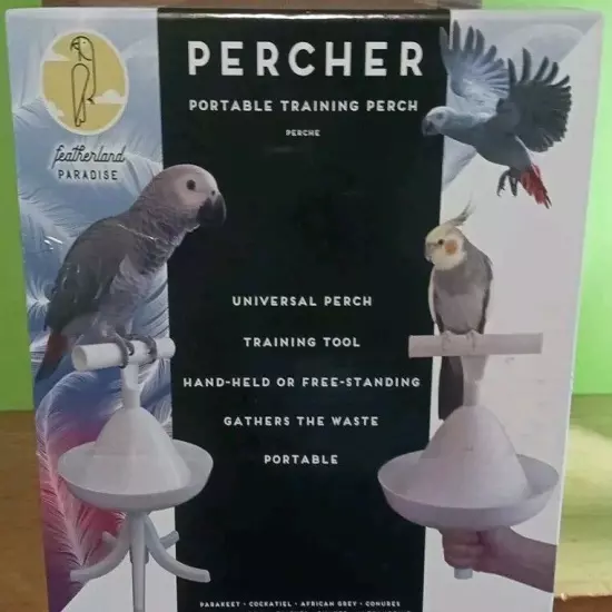 THE PERCHER PORTABLE PARROT TRAINING PERCH - UNIQUE 7 IN 1 DESIGN New Open Box