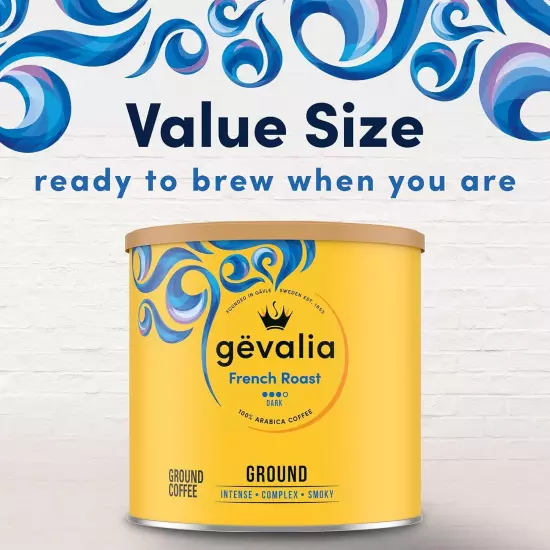 Gevalia French Roast Dark Roast Ground Coffee, 27.6 oz Canister