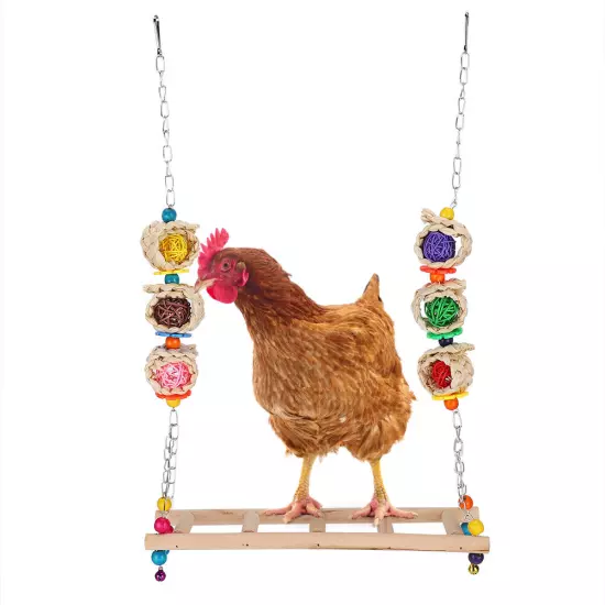 Wooden Pet Chicken Hanging Swing Toy Bird Parrot Chicken Climbing Stand Ladder